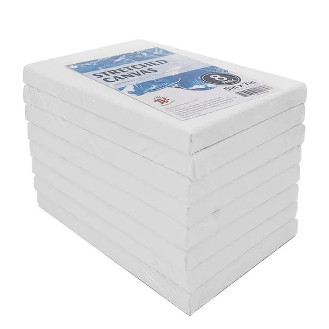 TBC 5" x 7" White Stretched Canvases - Pack of 8