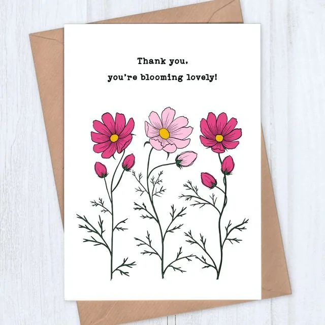 Blooming Lovely Cosmos Thank You Card