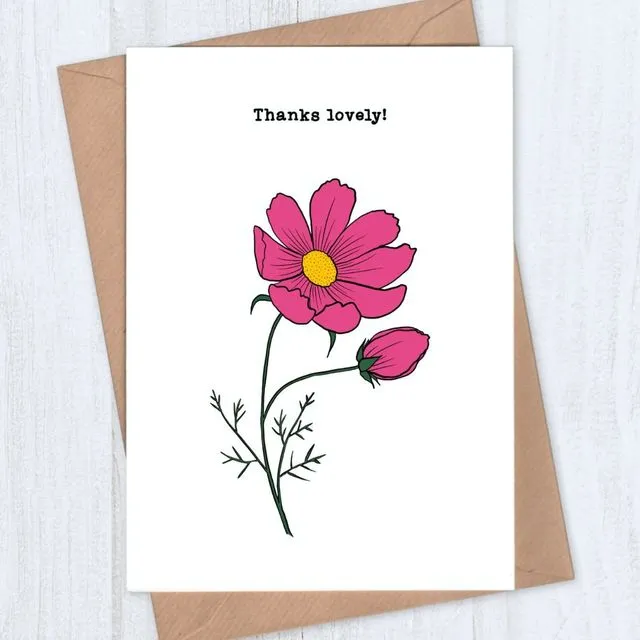 Cosmos Flower Thank You Card