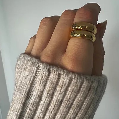 Gold Double Band Rings Size Medium