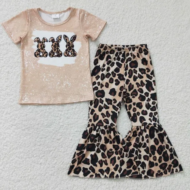 Three leopard bunny baby cute outfit