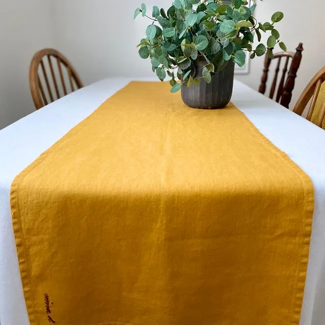 Table runner Linen Mustard Yellow