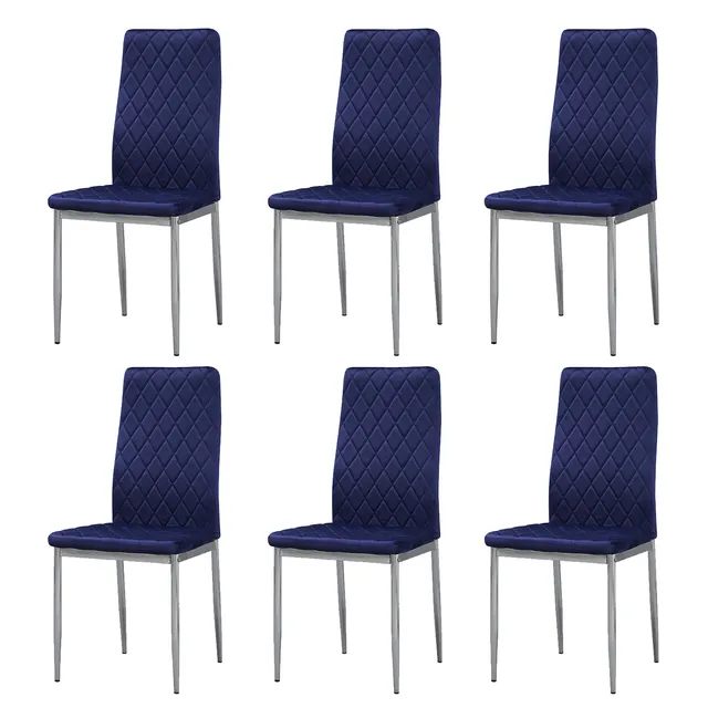 Blue Fabric Dining Chair Set of 6