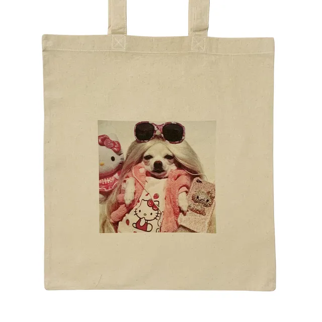 Funny Dog Meme Tote Bag Chihuahua Chilling Y2K Paris Hilton
