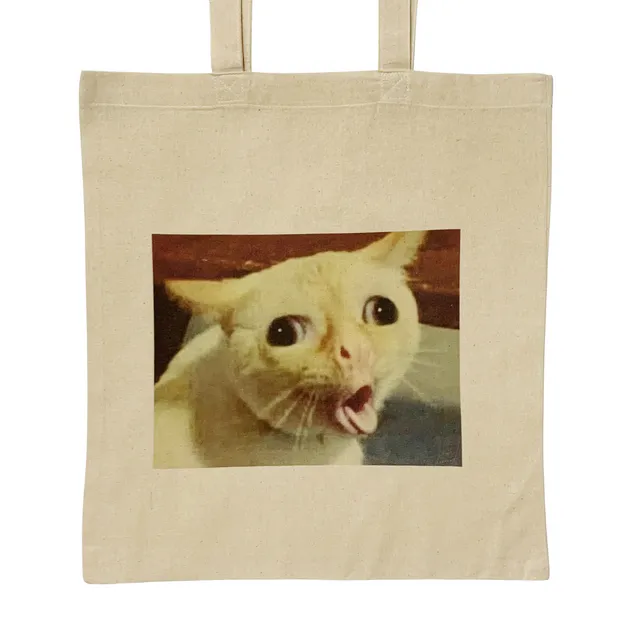 Cat Gagging Meme Tote Bag Funny Kitty Feline Bag Iconic Meme