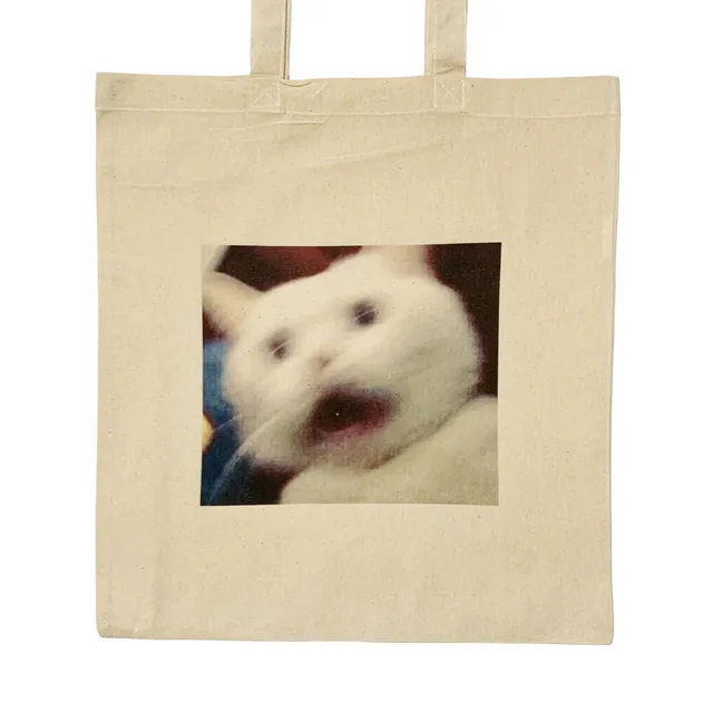 Scared Cat Meme Tote Bag Funny Screaming Cat Meme Bag
