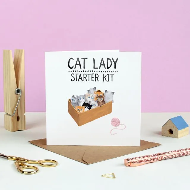 Cat Lady Starter Kit Greetings Card
