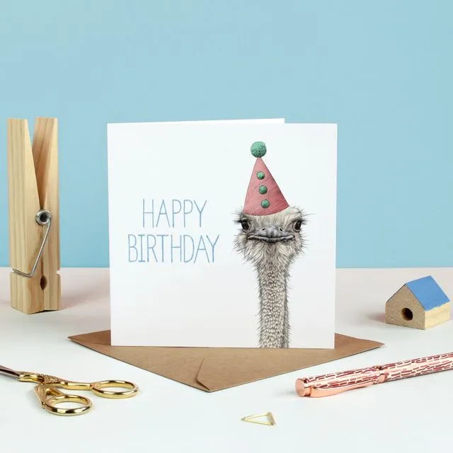 Birthday Ostrich Greetings Card