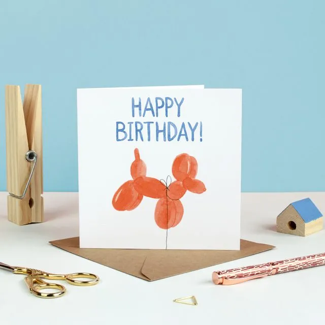 Birthday Balloon Dog Greetings Card