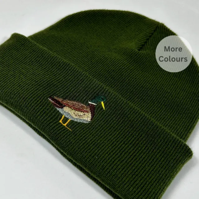 Duck embroidered unisex beanie hat