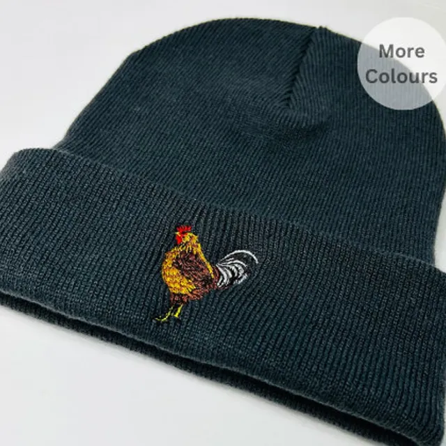 Chicken embroidered beanie hat- Unisex