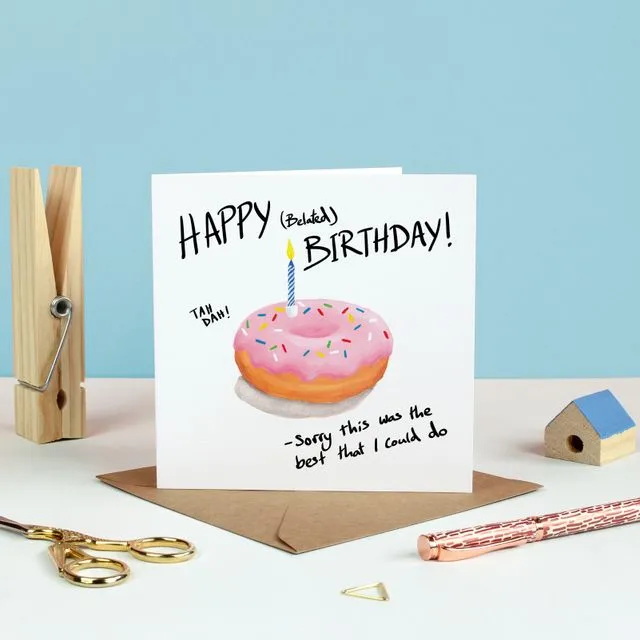 Belated Birthday Doughnut Greetings Card