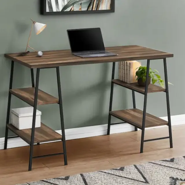 Wooden Desk with Shelves