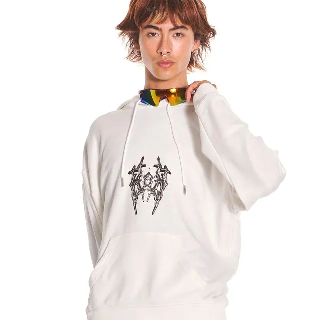 Cyber Armour Hoodie With Graphic In White