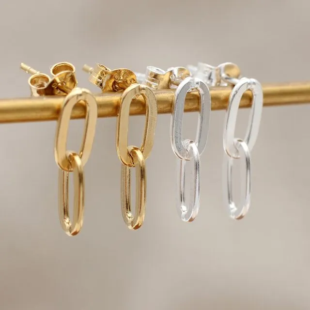 18CT Gold Plated Silver Chain Link Earrings