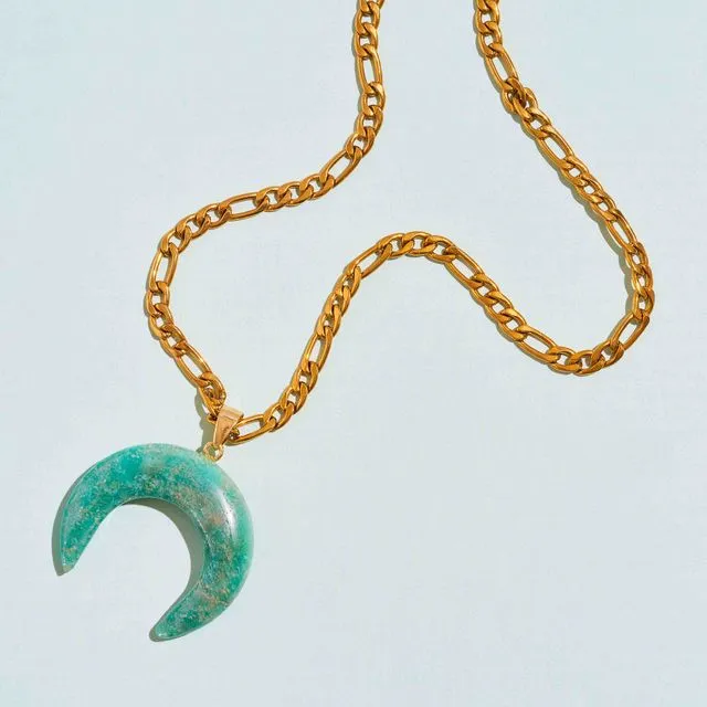 AMAZONITE CRESCENT CRYSTAL NECKLACE
