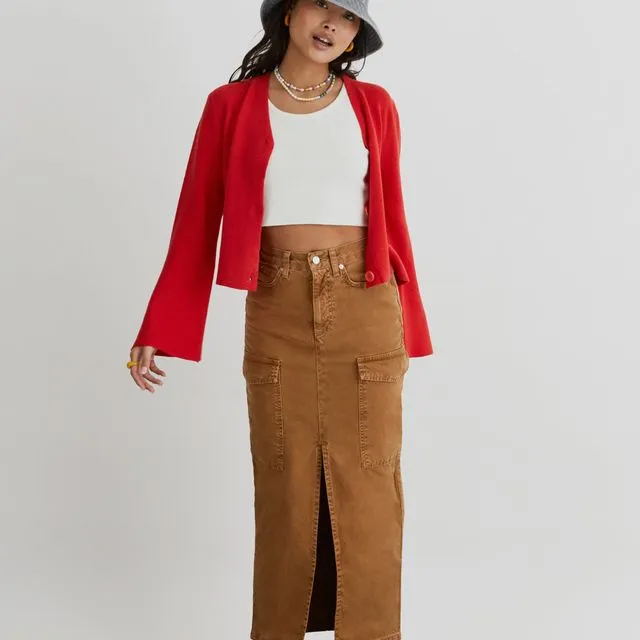 Vermillionaire 90s Cropped Knit Cardigan In Red