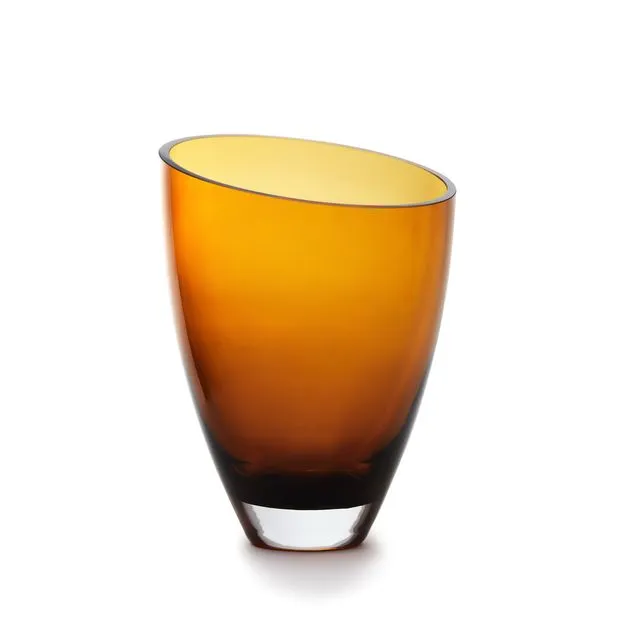 glass vase in deep amber color from luxury glass, BULED