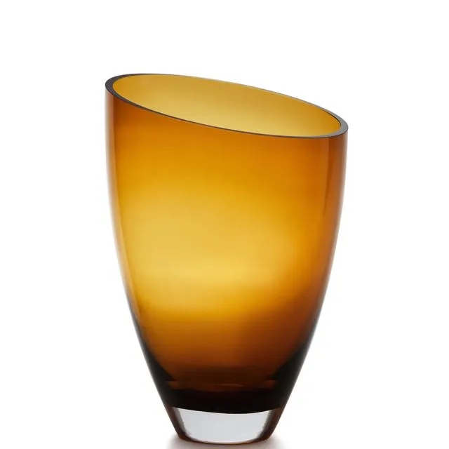 large glass vase, crystal clear, amber, BULED 30 AMBER 9mm thick glass