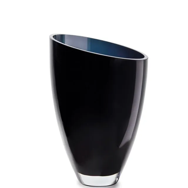 glass vase of inverse parabolic shape skewed, BULED 30 Inkt Blue, 9mm luxury glass