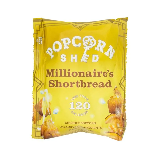 Millionaire Shortbread Gourmet Popcorn Snack Pack 24g : Case of 16
