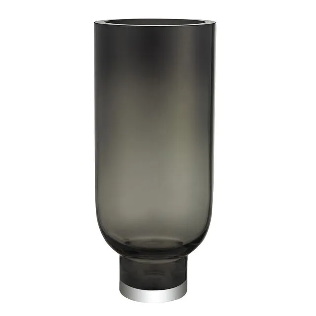 Modern Luxury vase of 9MM thick glass, dark gray, Sober design, OMAHA28GR