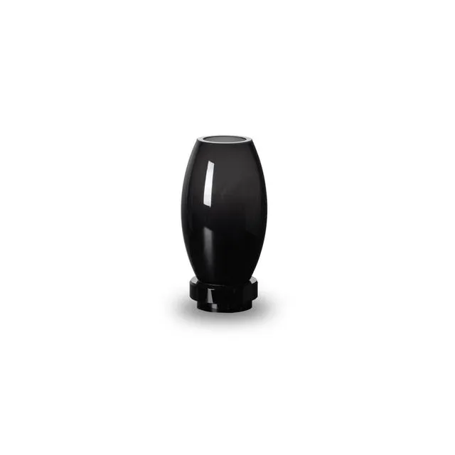 Small modern vase, innovative design, black high end glass. RUD15