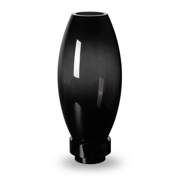 Large modern vase, innovative design, black high end glass. RUD44