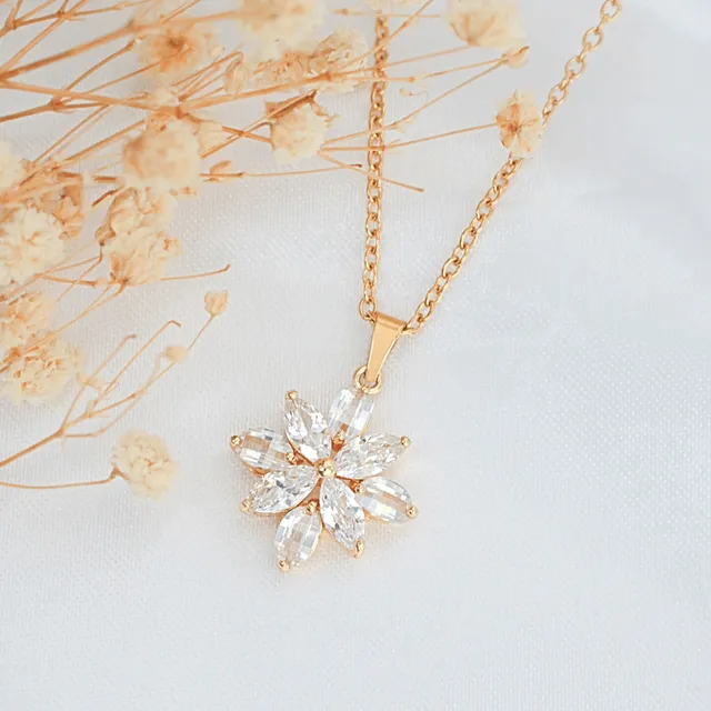 “Spring” | 24K CZ Flower Pendant Necklace