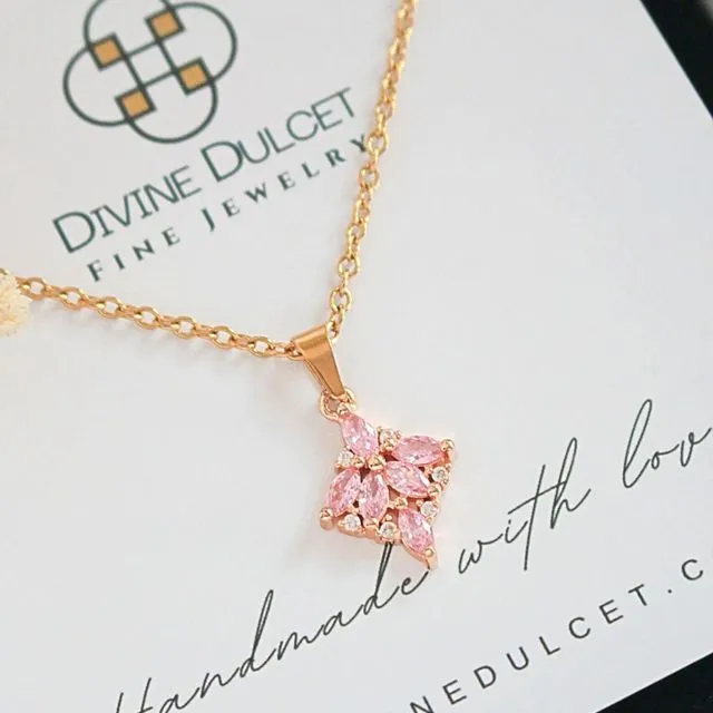 “Pink Sensation” | 24K Pink CZ Dainty Pendant Necklace