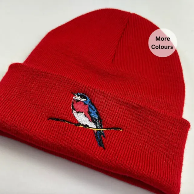 Blue Bird Embroidered beanie hat - Unisex Beanie