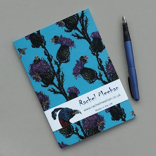 A5 Blank Notebook Thistle and Bees