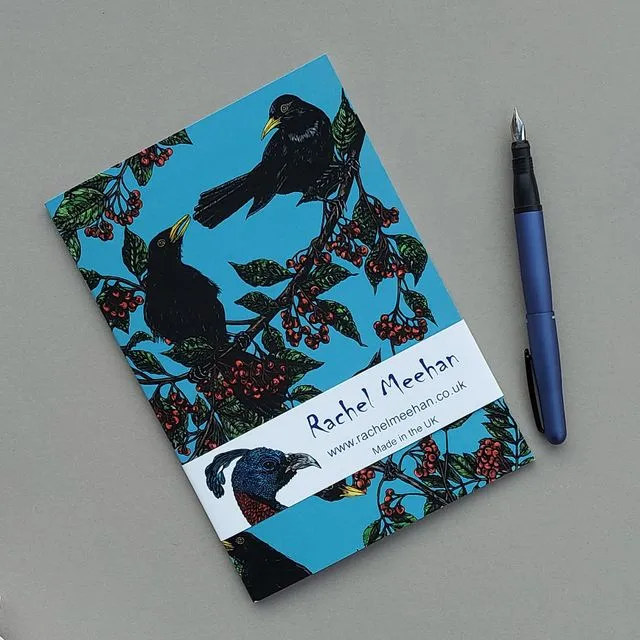 A5 Blank Notebook Blackbirds and Berries