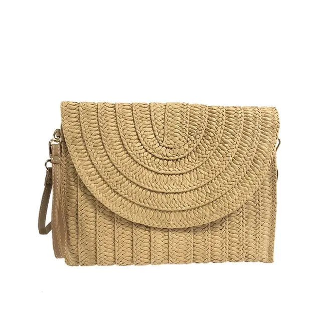 Straw Shoulder Bag Straw Clutch Straw Crossbody Bag Casual Beach Straw Handmade Bag for Women Envelope Purse Wallet