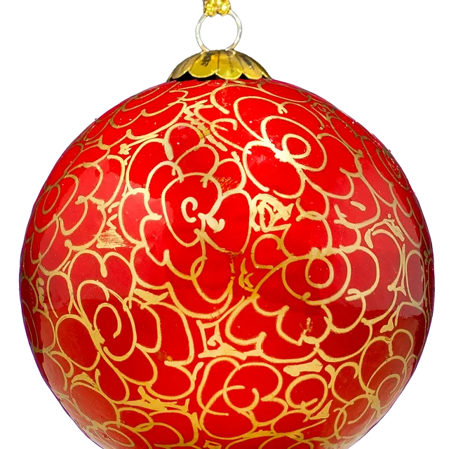 Enchanted Red and Gold Swirls - Handmade Bauble