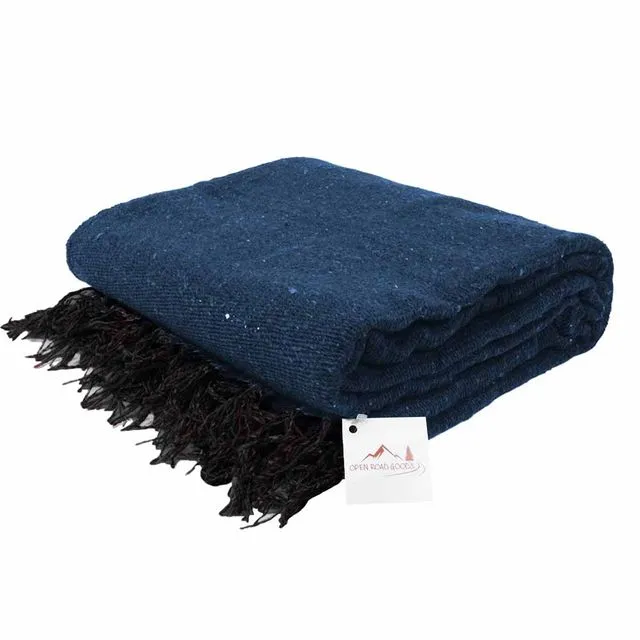 Solid Dark Blue Mexican Blanket