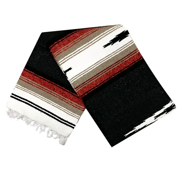 Black Stripe Baja Diamond Mexican Blanket