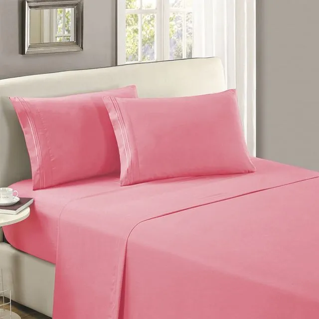 Mellanni Queen Flat Sheet Iconic Collection Microfiber, Pink
