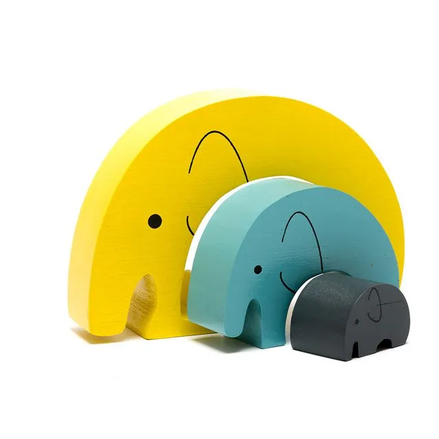 Fair Trade Wooden Elephant Toy, Contemporary Colours