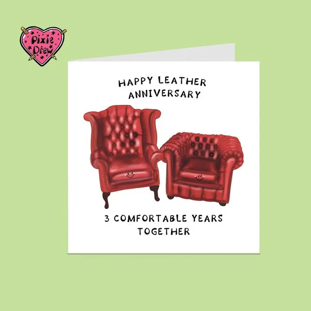 Leather Anniversary card for the 3rd wedding anniversary year
