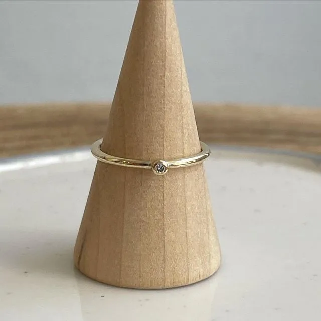 Gold and Diamond Dainty Ring