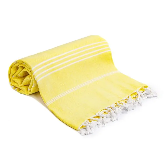 Signature Turkish Bath Beach Towels 100% Cotton Yellow