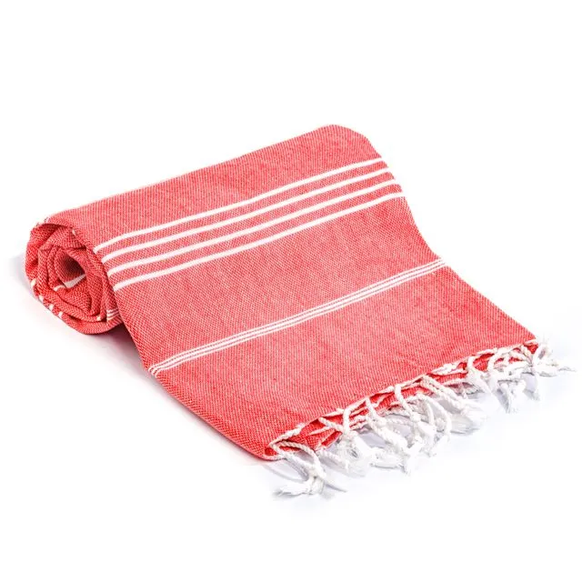 Signature Turkish Bath Beach Towels 100% Cotton Red