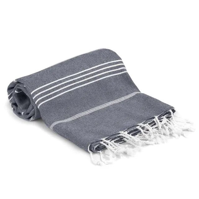 Signature Turkish Bath Beach Towels 100% Cotton Dark Grey
