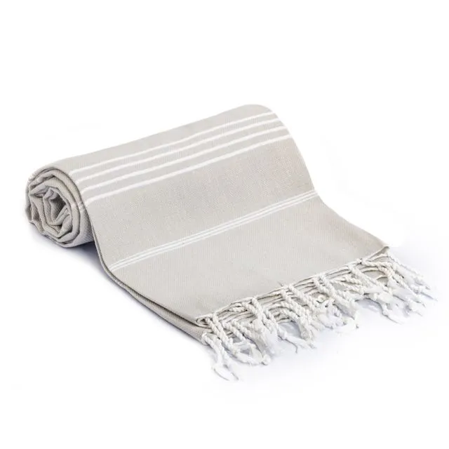 Signature Turkish Bath Beach Towels 100% Cotton Light Grey