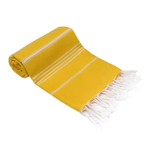 Premiere Turkish Bath Beach Towels 100% Cotton Pre-washed Super Soft Yellow