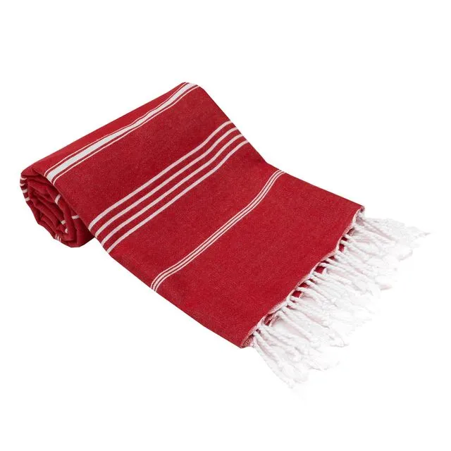 Premiere Turkish Bath Beach Towels 100% Cotton Pre-washed Super Soft Red