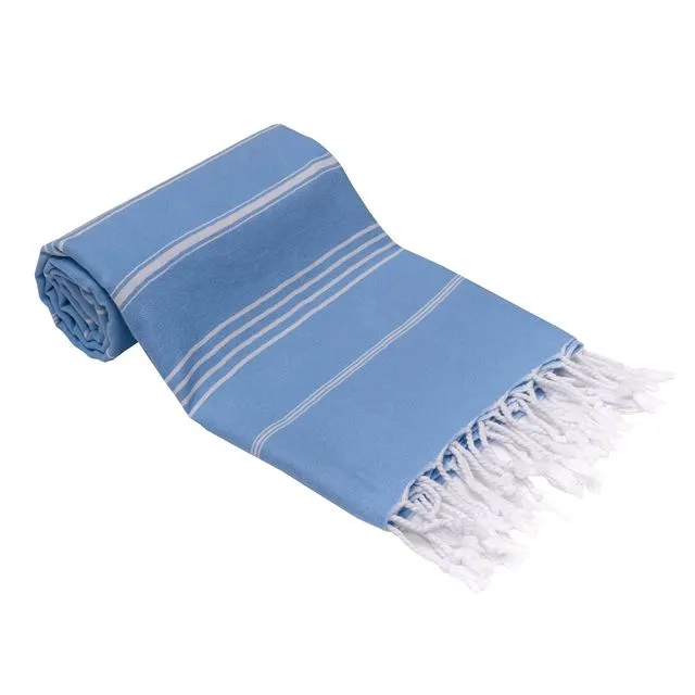 Premiere Turkish Bath Beach Towels 100% Cotton Pre-washed Super Soft Light Blue