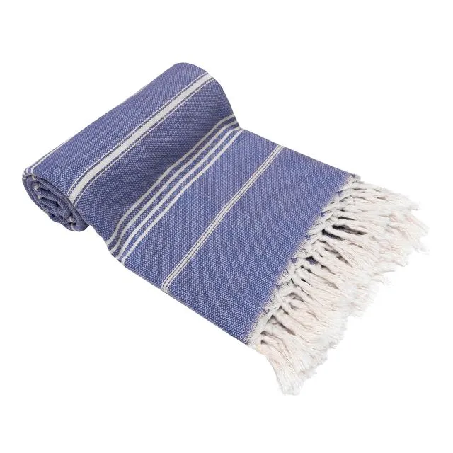 Organic Turkish Bath Beach Towels 100% Organic Cotton Pre-washed and Super Soft Denim Blue