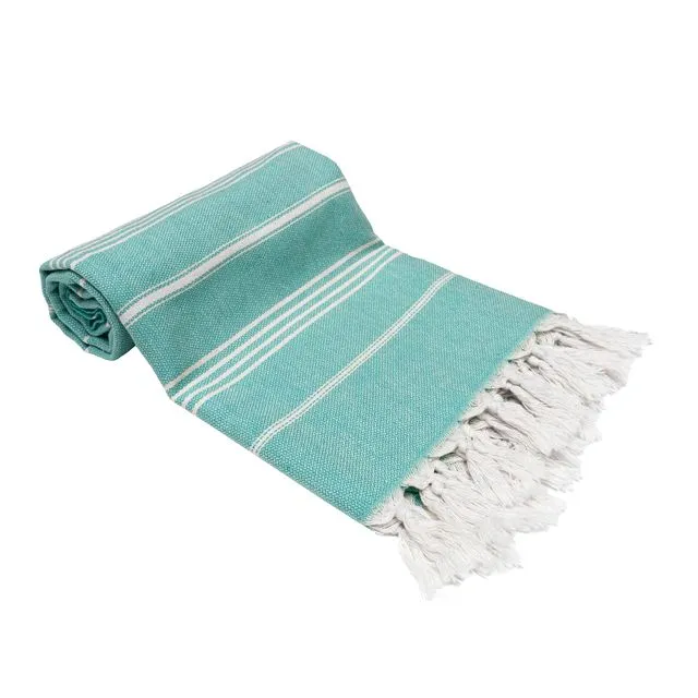 Organic Turkish Bath Beach Towels 100% Organic Cotton Pre-washed and Super Soft Aqua Blue